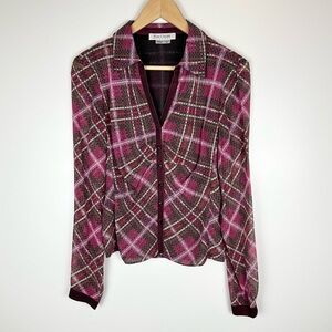 Kay Unger Plaid Metallic Blouse
